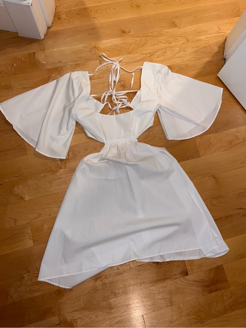 MATTHEW BRUCH TIE-BACK COTTON POPLIN MINI DRESS